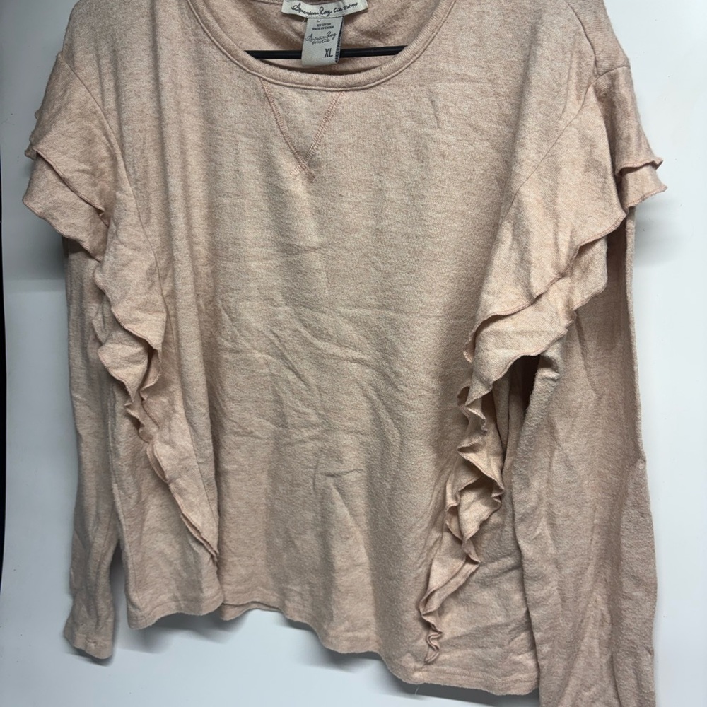 American Rag Ruffled Long Sleeve Top - Light Pink